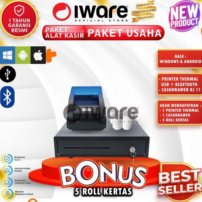 

Promo Paket Lengkap Alat Kasir Iware 58Mm Android (Printer, Cash Drawer Dan Kertas) Usb Bluetooth