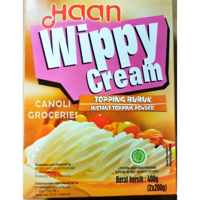 

Haan Wippy Whippy Cream Topping Bubuk Instant Topping Powder 400Gr murah