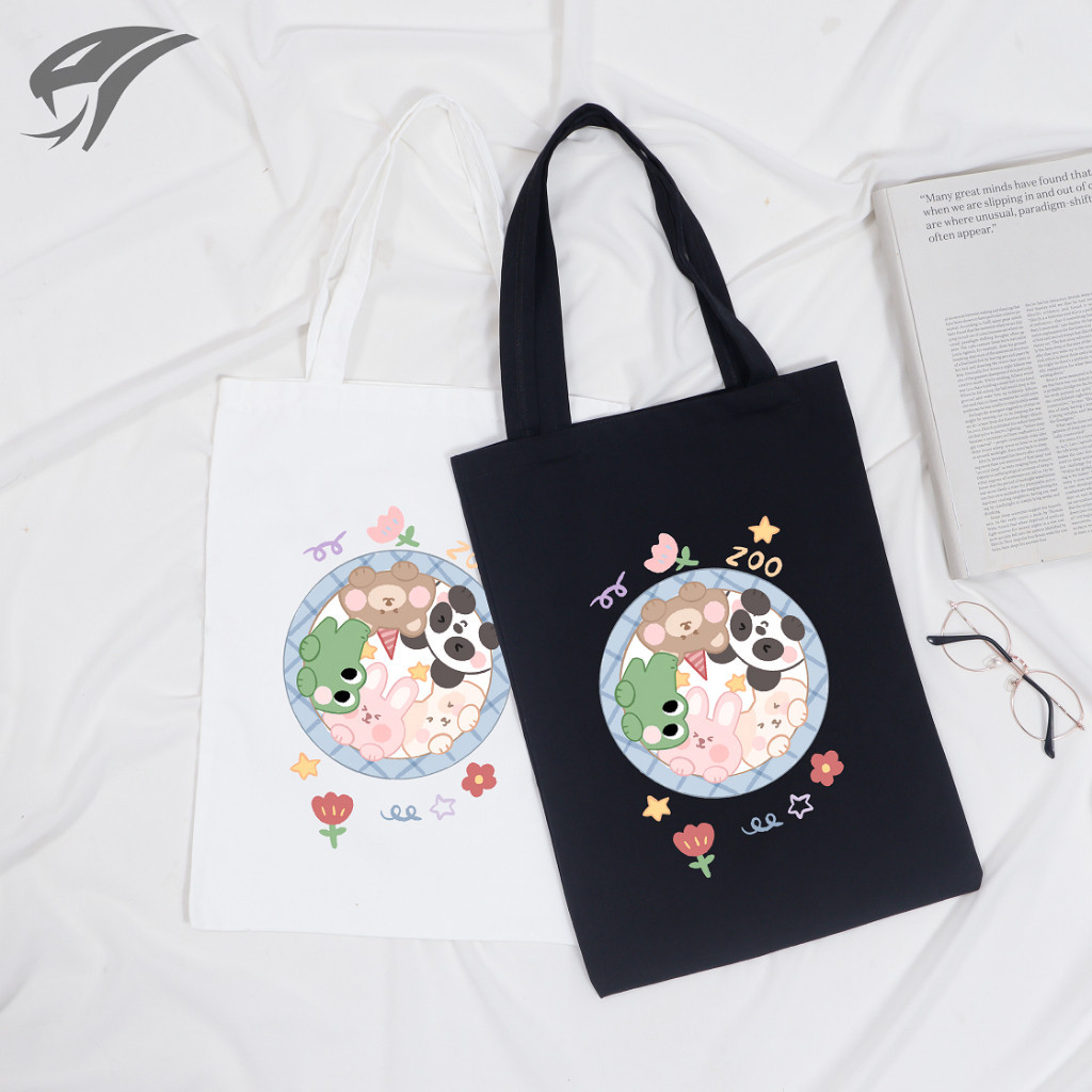 Lyra Bags - TOTE BAG BABY ZOO KANVAS PREMIUM UKURAN 40X30CM / TAS / RESLETING / SERUT / WANITA / BEL