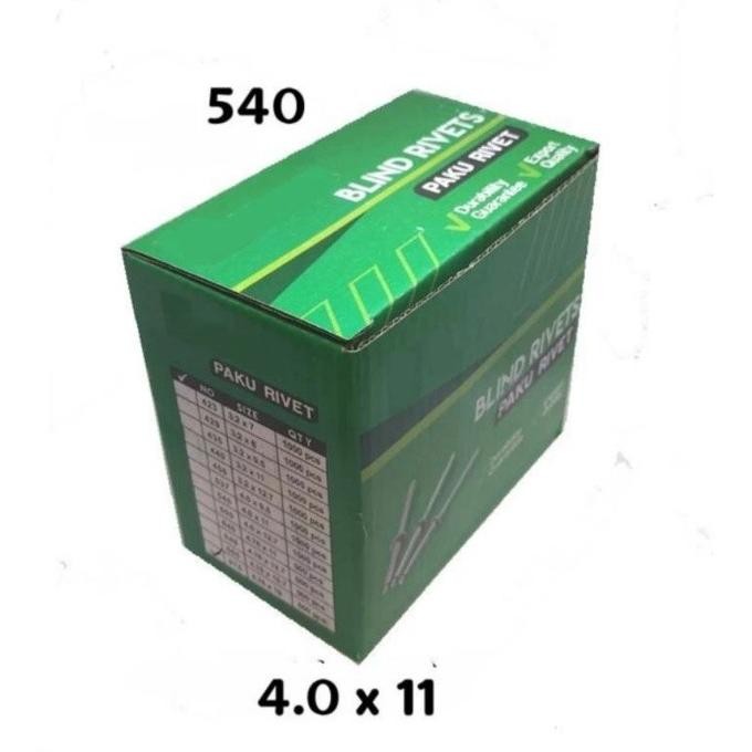 Paku Rivet 540 : 4mm x 11mm DOS isi 1000pcs Blind Rifet AP Dos Kuning 1 Dos 1000 pcs Murah Ripet 4 m