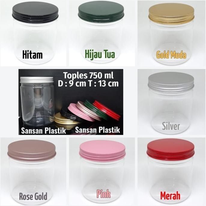 Toples plastik aluminium -750ml / Jar plastik tutup aluminium
