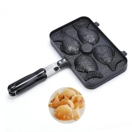 Taiyaki Wafel Maker Pancake / Cetakan Kue 2 , 3 & 4 Ikan Japan / Teflon Anti Lengket Waffle Korean F