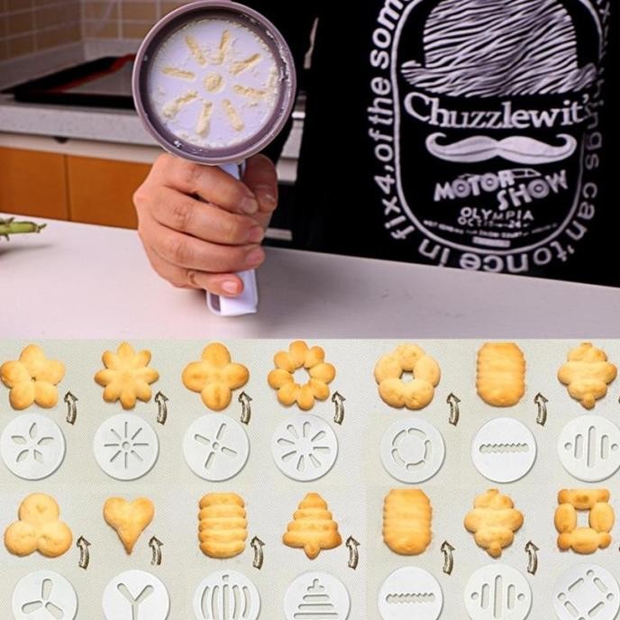 (Arroplus) Cetakan Kue Kering Semprit 19 Motif Cetakan Cookies Press Set Semprit / Biscuit Pump Set 