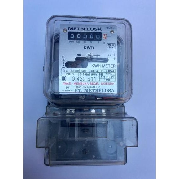 Kwh Meter Meteran listrik analog pembanding 1phasa 5.20a plus dudukan mcb