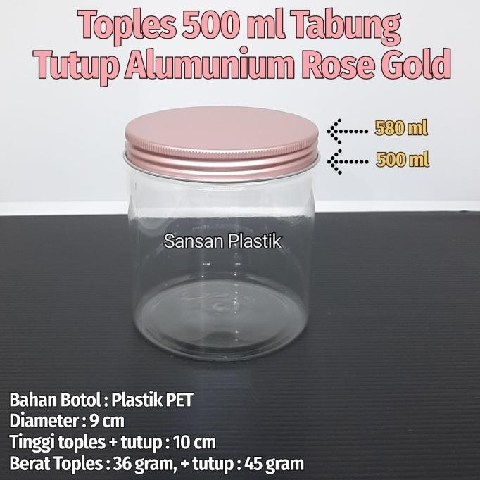 (Good) Toples Tutup Alumunium 500 ml Tabung / Toples 500ml Tutup Alumunium