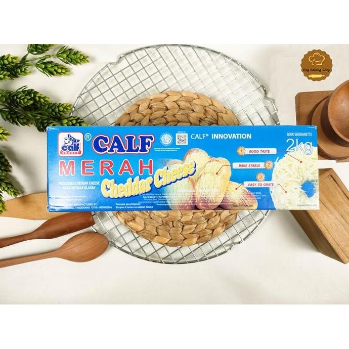 

Sale Cheese Keju Cheddar Calf Merah Kemasan 2Kg - Keju Cheddar Keju Parut Keju Kiloan Keju Murah