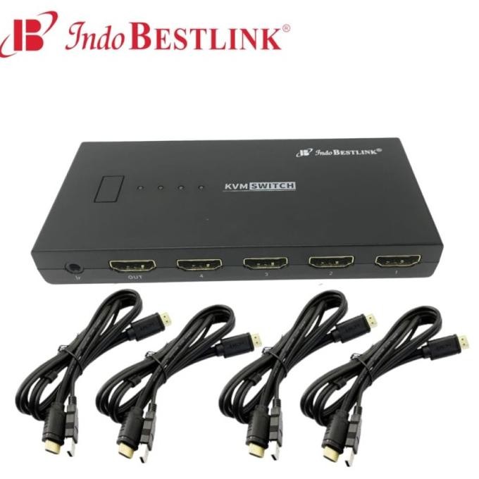 Kvm Switch Hdmi 4 Port Input-1 Port Output + Usb 3 Port Co
