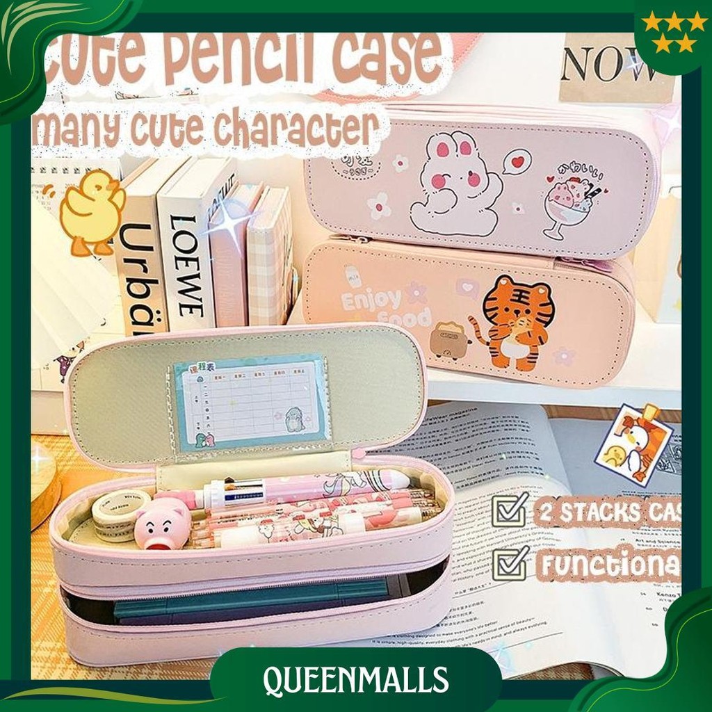 

- Pencil Case Premium Karakter, Kotak Pensil Lucu 2 Tingkat, Alat Tulis Ori