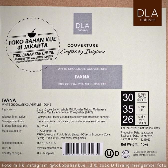 

Sale Dla Naturals - Ivana 30% 1Kg White Chocolate Couverture Cokelat Putih