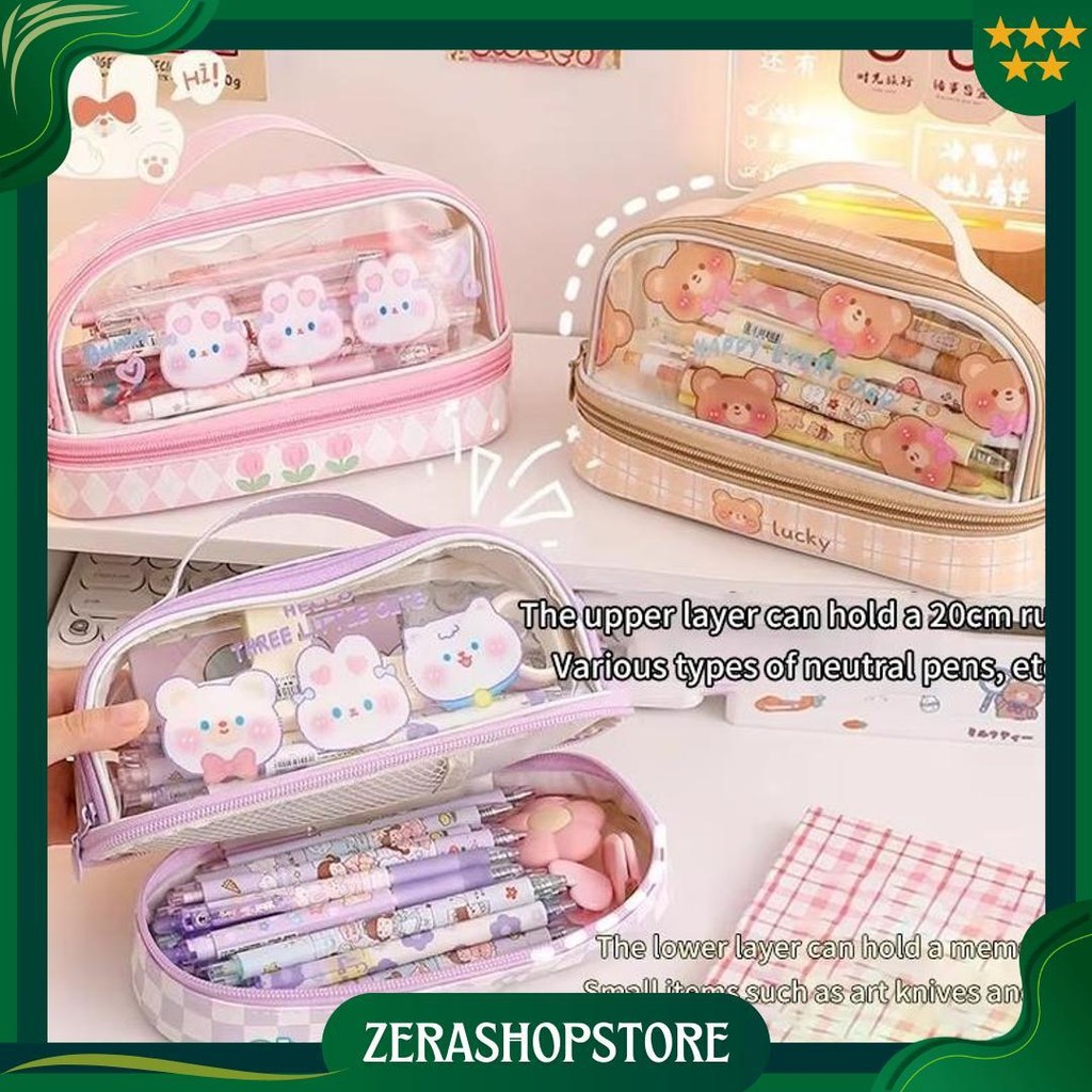 

Kotak Pensil / Tempat Pensil Siswa Transparan Berkapasitas Besar / Tempat Pensil Gadis Lucu Gratis Ongkir