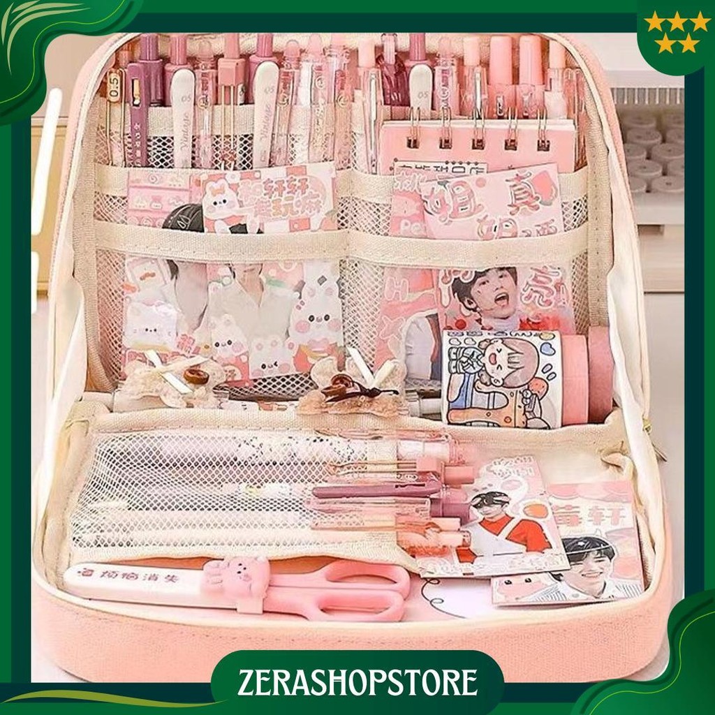 

12 Layer Tas Tempat Pensil Case Pouch Anak Sekolah Transparan Kapasitas Besar Stationery Kantor A020 Ori