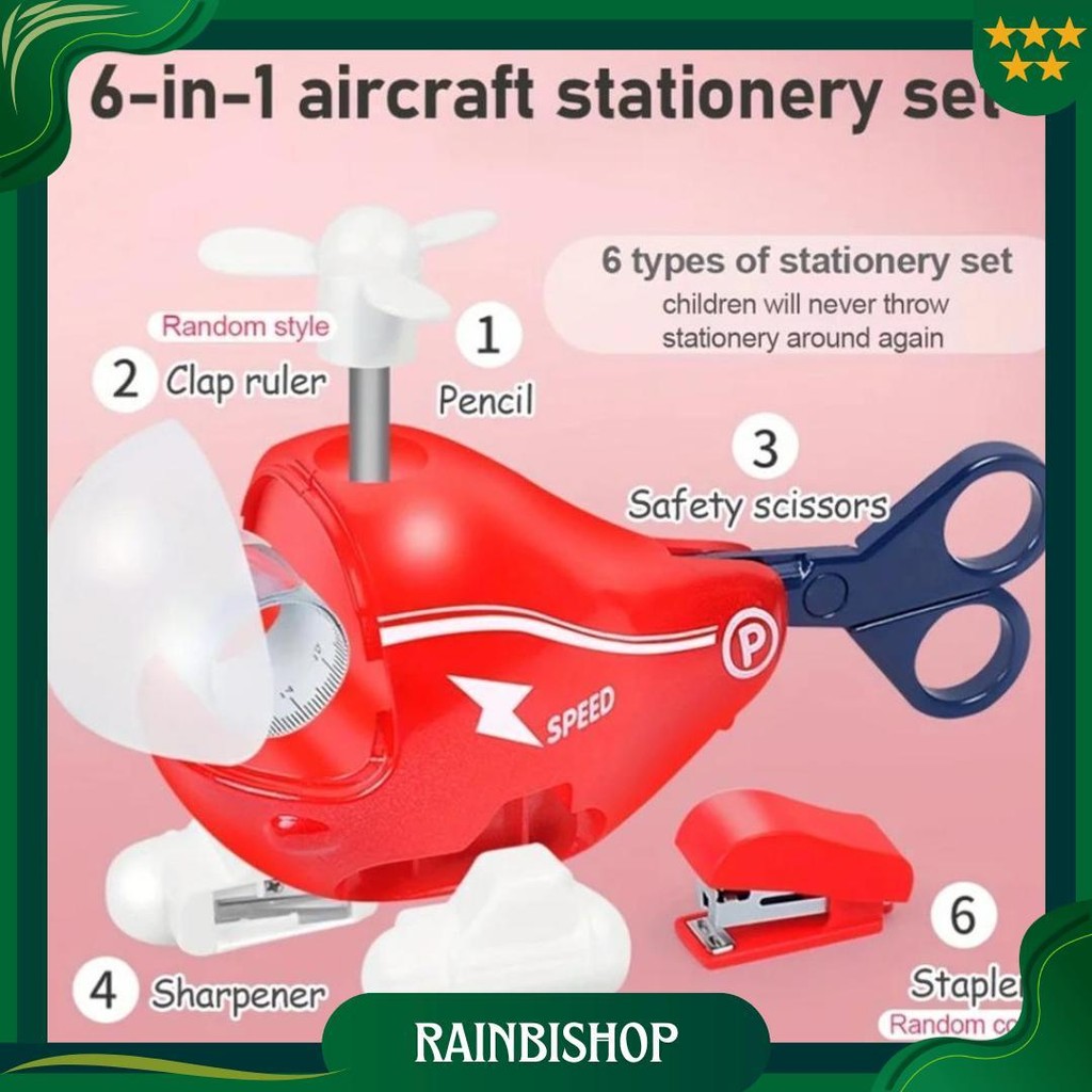 

[Station] Perlengkapan Sekolah Kotak Tempat Pensil Pesawat Multifungsi - Stationery Plane 6 In 1 Cod