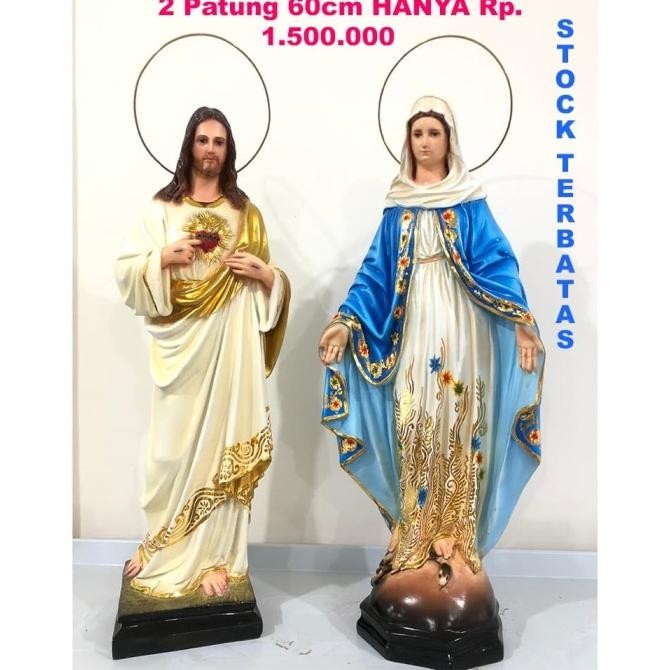Promo Patung Tuhan Yesus Hati Kudus Batik+Patung Bunda Maria BatikGold