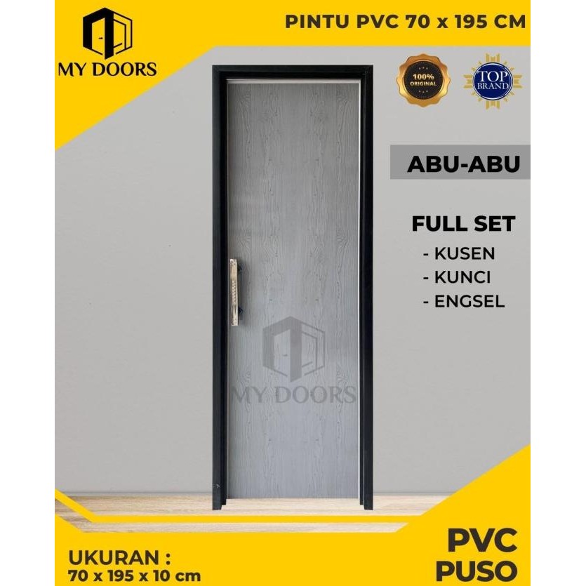 Pintu Kamar Mandi PVC Bahan Tebal Polos Minimalis Dengan Handle Mewah GOL