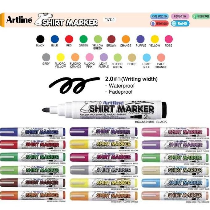

(1 Pcs) Spidol Kaos Baju Kain ARTLINE T-Shirt Marker EKT-2 Anti Pudar Tahan Cuci Air Detergen Tidak Bisa Dihapus Segala Permukaan Textile