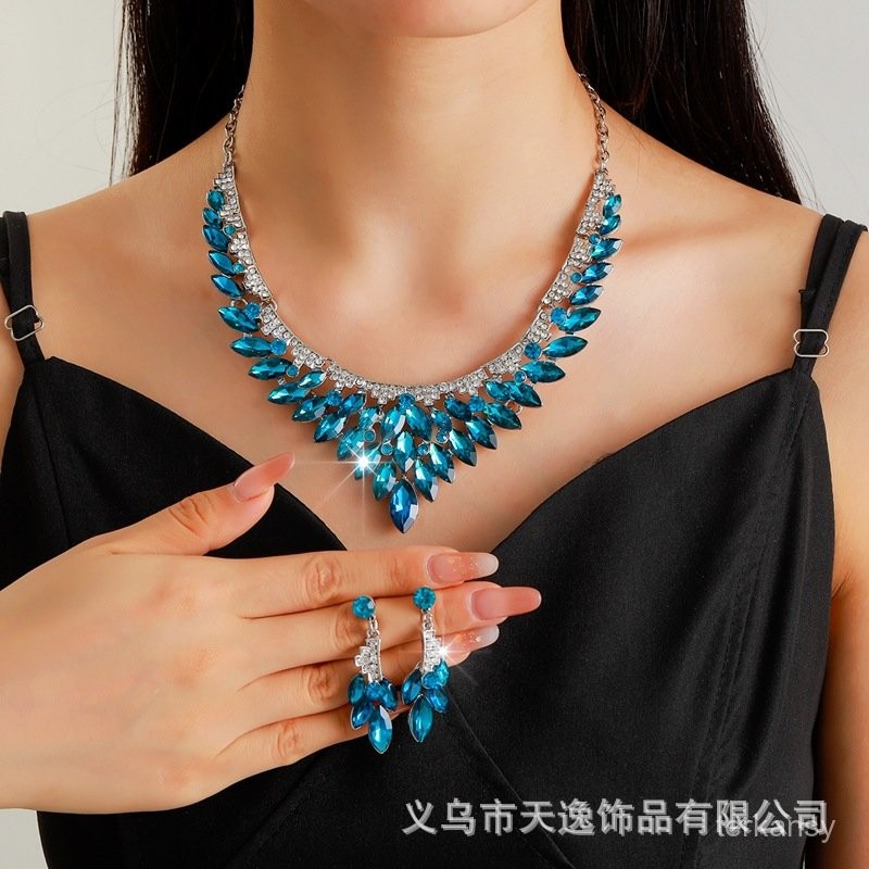 Necklace Set Earrings Jewelry Set Banquet Dress Chain Fashion Versatile Bridal Accessories