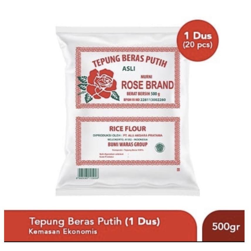 Tepung Beras Rosebrand 1 Dus Karton Isi 500Gr X 20 Pcs / Tp Beras Putih Rose Brand Dusan 1Dus Per Du