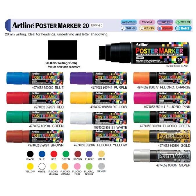 

(1 Pcs) Spidol Graffiti Mural Dinding Kaca Papan Tulis 2 Cm ARTLINE Poster Marker EPP-20 Whiteboard White Board Glassboard Glassboard Bisa Dihapus
