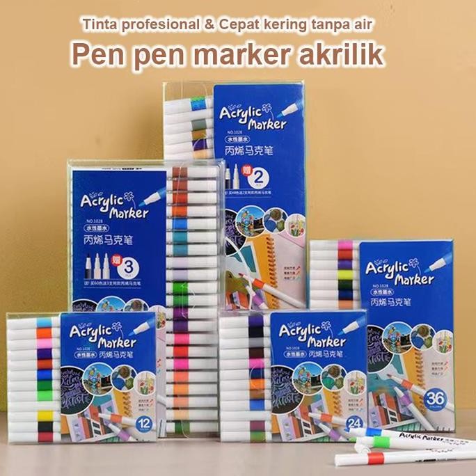 

Pen Akrilik Marker Warna Set Kering Tahan Air Spidol Marker Acrylic Painter Menggambar Kreativitas Seni Edukasi Anak
