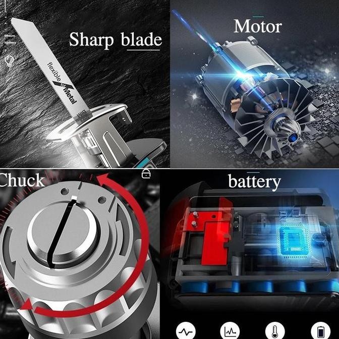 Murah Gergaji 198V Mesin Gergaji Kayu Gergaji Bolak-Balik Tanpa Kabel Gergaji Listrik Mesin Kayu Ter