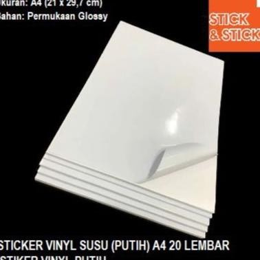 

STICKER VINYL SUSU (PUTIH) A4 20 LEMBAR / STIKER VINYL PUTIH murah