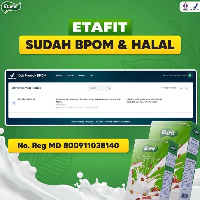 

ETAFIT - Solusi Sesak Nafas dan Asma - Susu Kambing Etawa Asli 100% Murni Original Bahan Herbal Bubuk Dairy Milk - PAKET 1 BOX [terbaik]