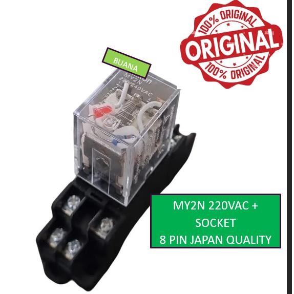 Relay 8 pin MY2N 220VAC Japan + Socket my2n 220v
