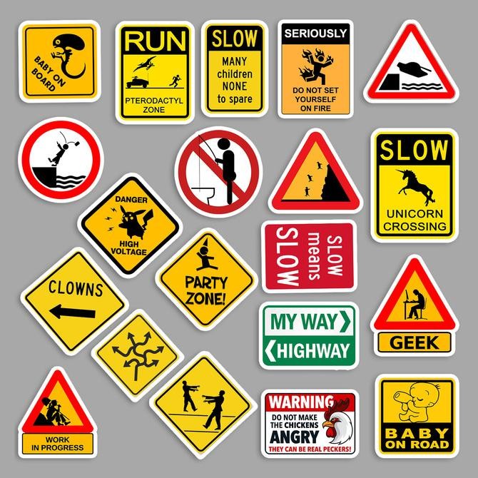 

STICKER PACK TUMBLR - ROAD SIGNS PARODY [20 PCS] murah