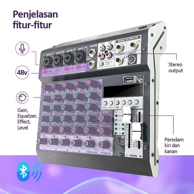 Hi-Net Pm4/Pm5 Mixer Sound Audio System Bluetooth Dsp Usb 4 Channel Mini Audio Interface For Recordi