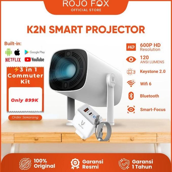 Rojo Fox Mini Proyektor Portable Hp K2N Android 720P Hd Tv Infocus Led Smart Electronic Focus Projec