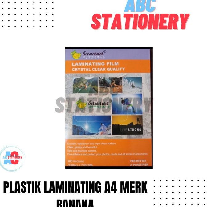 

Plastik Laminating A4 merk Banana (1 pak isi 100 pcs)