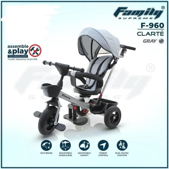 Murah Family Clarte F960 Sepeda Roda Tiga Anak Ban Karet Jok 3In1