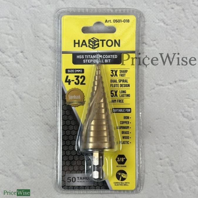 Produk Terbaik] Mata Bor Pagoda Spiral 4-32 mm Hasston 0501-018 / Step Drill Kerucut
