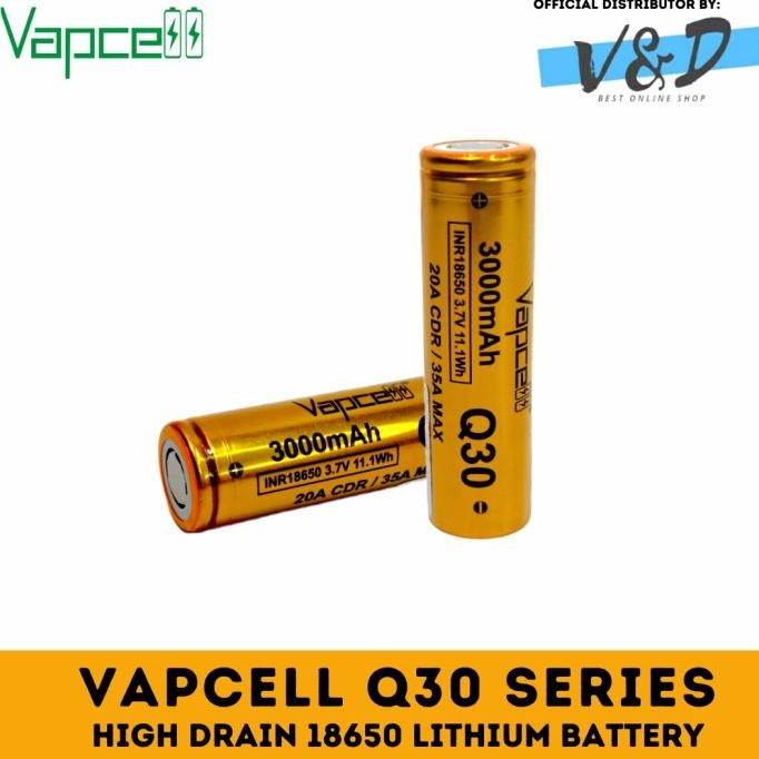 Baterai 18650 Vapcell Q30 Original / Baterai 18650 3000mAh 35A DISKON