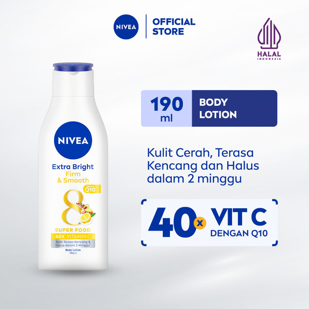 NIVEA Body Lotion Extra Bright Firm & Smooth Q10 190ml - Hand body lotion moisturizer mencerahkan ku