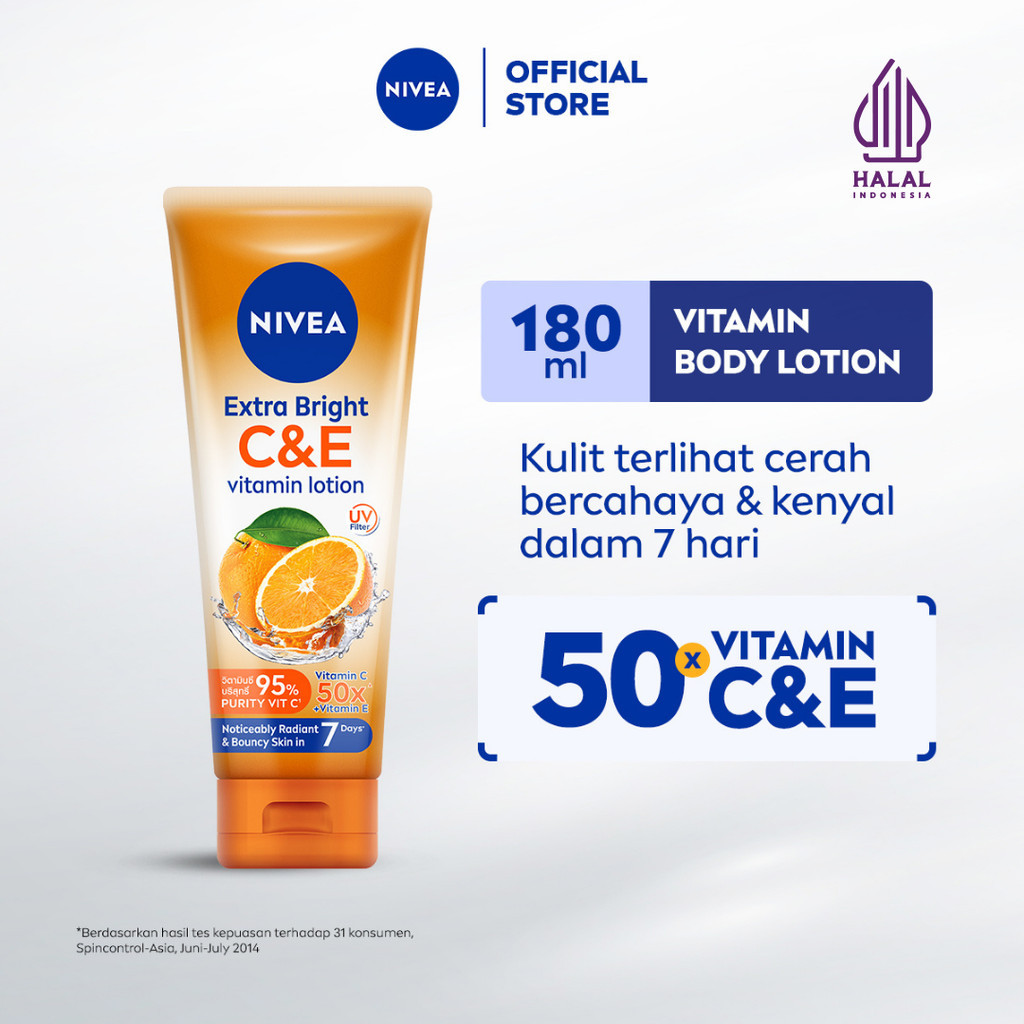 NIVEA Body Lotion Extra Bright C&E Vitamin Lotion UV Filter 180ml - Hand body serum lotion moisturiz