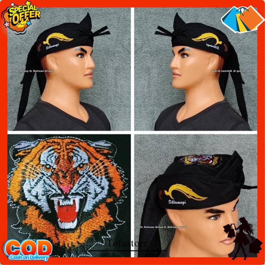 Iket Bendo Blangkon Macan Bordir Polos Bendo Udeng Sunda Bordir Kujang Topi Tradisional Iket Sunda  
