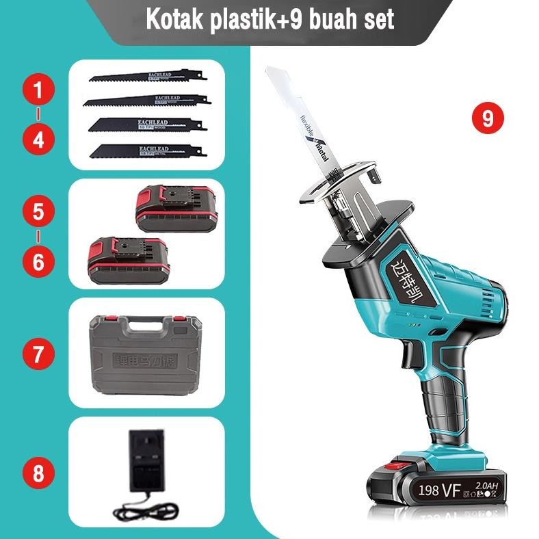 Tengoo Mesin Reciprocating Gergaji Elektrik Portable Genggam Lithium Charger gergaji Koper Alat Pemo