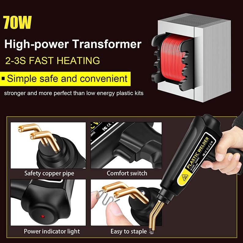 BARU Las plastik solder las hot stapler 70 watt mesin las plastik bumper sambung plastik pecah murah