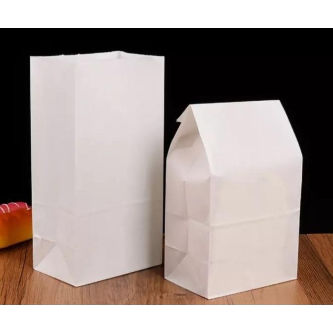 

PAPER BAG - SOS BAG #12 - WHITE KRAFT -KANTONG KERTAS ROTI -30x20x10cm murah