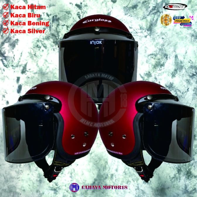 HELM CARGLOSS CFM RED METT DOP / MERAH DOP | HELEM BOGO RETRO 2104T