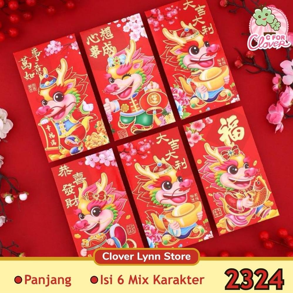 

AZQ-16 ANGPAO PANJANG ISI 6PCS TAHUN NAGA 2024 imlek shio dragon hongpao sincia Viral
