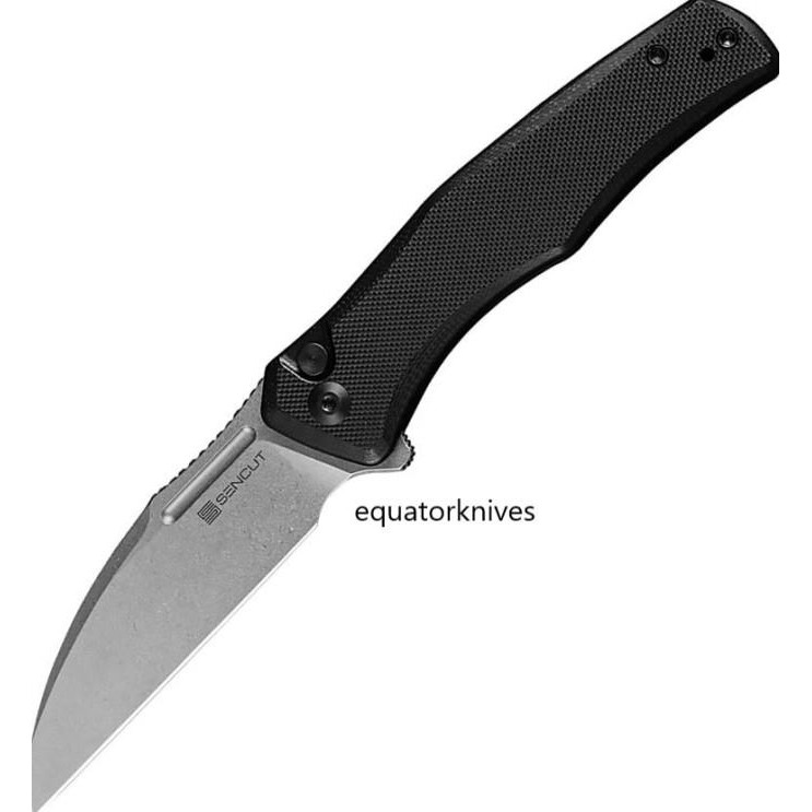 S210111 Sencut Watauga Button Lock Black G10 D2 Steel New Stok