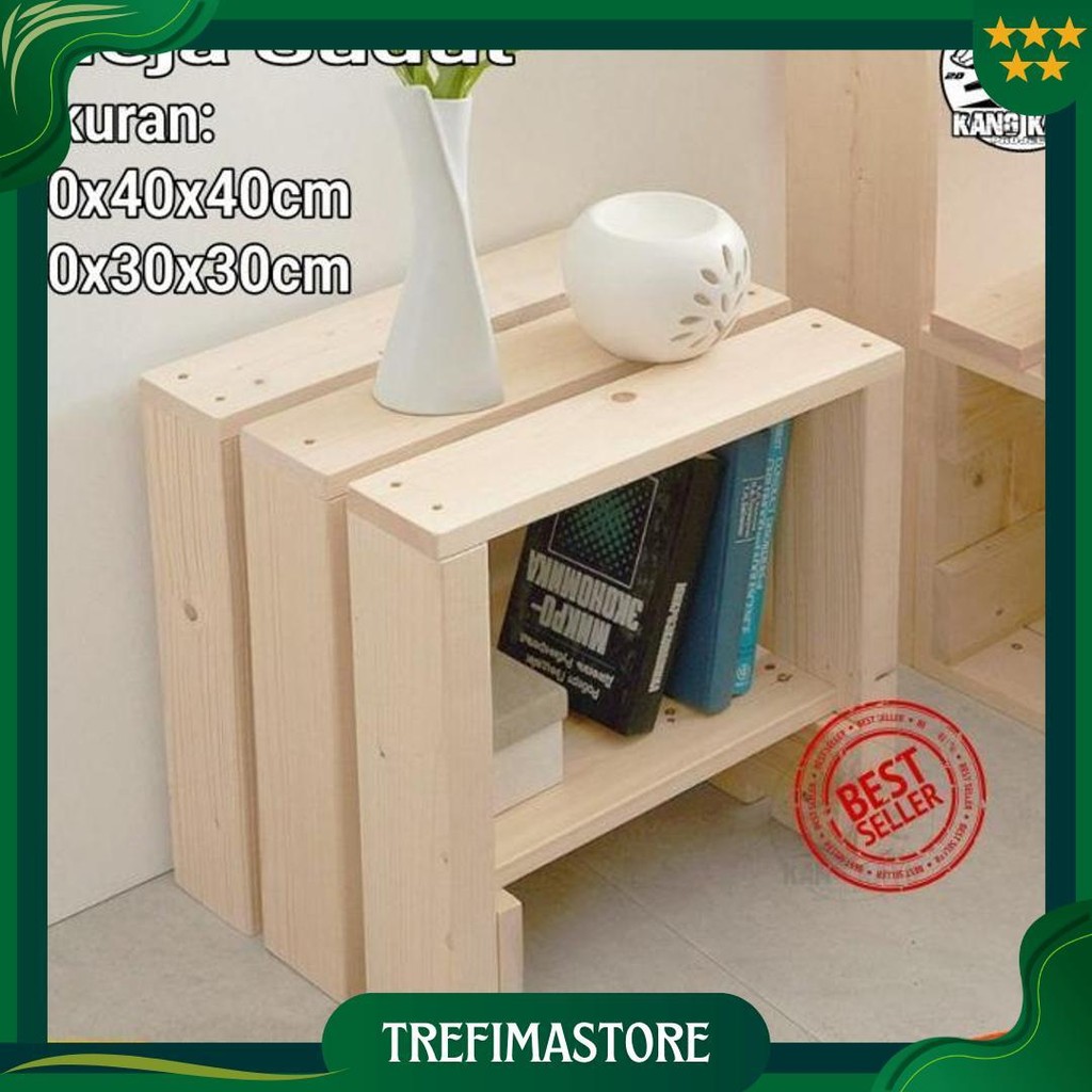 Meja Sudut Kecil Dekorasi Kayu Minimalis Jati / Mahoni Promo