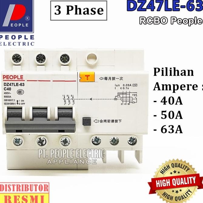 Rcbo People Dz47Le/Rdb5Le -63 3Phase 40A, 50A, 63A New Stok