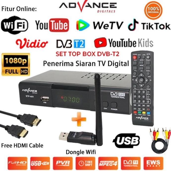 PAKET ADVANCE STB SET TOP BOX TV DIGITAL RECEIVER DONGLE DAN HDMI