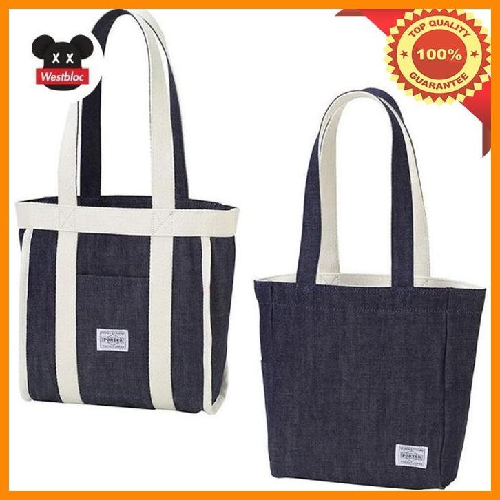 [WES] PORTER JAPANESE DENIM REVERSIBLE TOTE BAG (S) TAS YOSHIDA KABAN JAPAN WHITE