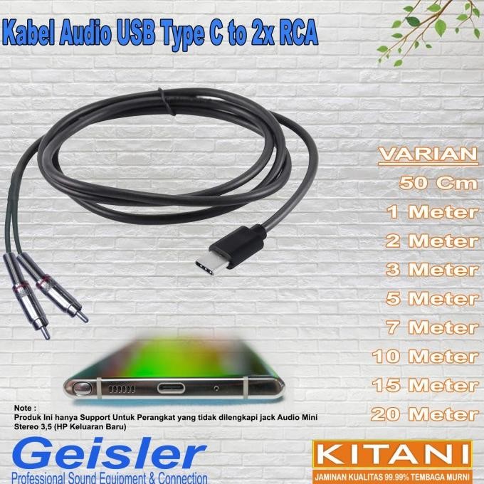 Kabel Audio/Konverter USB Type C To 2x RCA GEISLER-KITANI