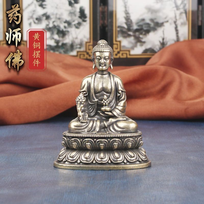 Patung Buddha Obat Baru Ornamen Desktop Buddha Obat Gaya Tibet Antik Mainan Budaya