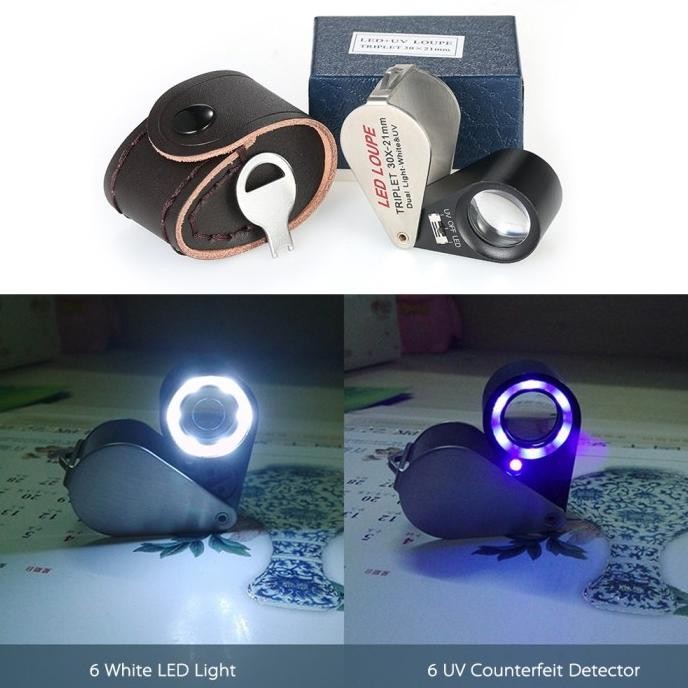 

Triplet 30X-21Mm Ab90 / Led Loupe / Lup Kaca Pembesar Lipat Perhiasan